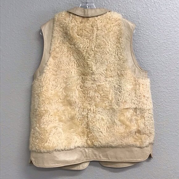 Vintage 1960’s Sherpa Leather Vest Al Thompson of Portland Men’s Beige Flaw M/L - Picture 10 of 15